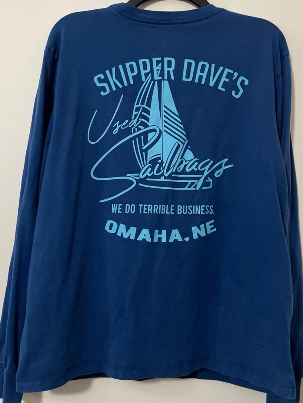 chubbies Navy Long Sleeve Graphic Tee with Light Blue Sailboat Print